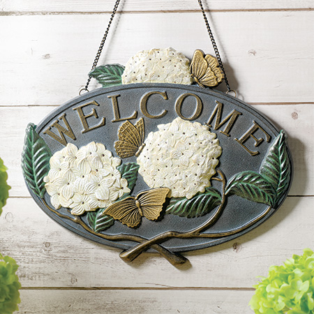 Hydrangea Hanging Welcome sign
